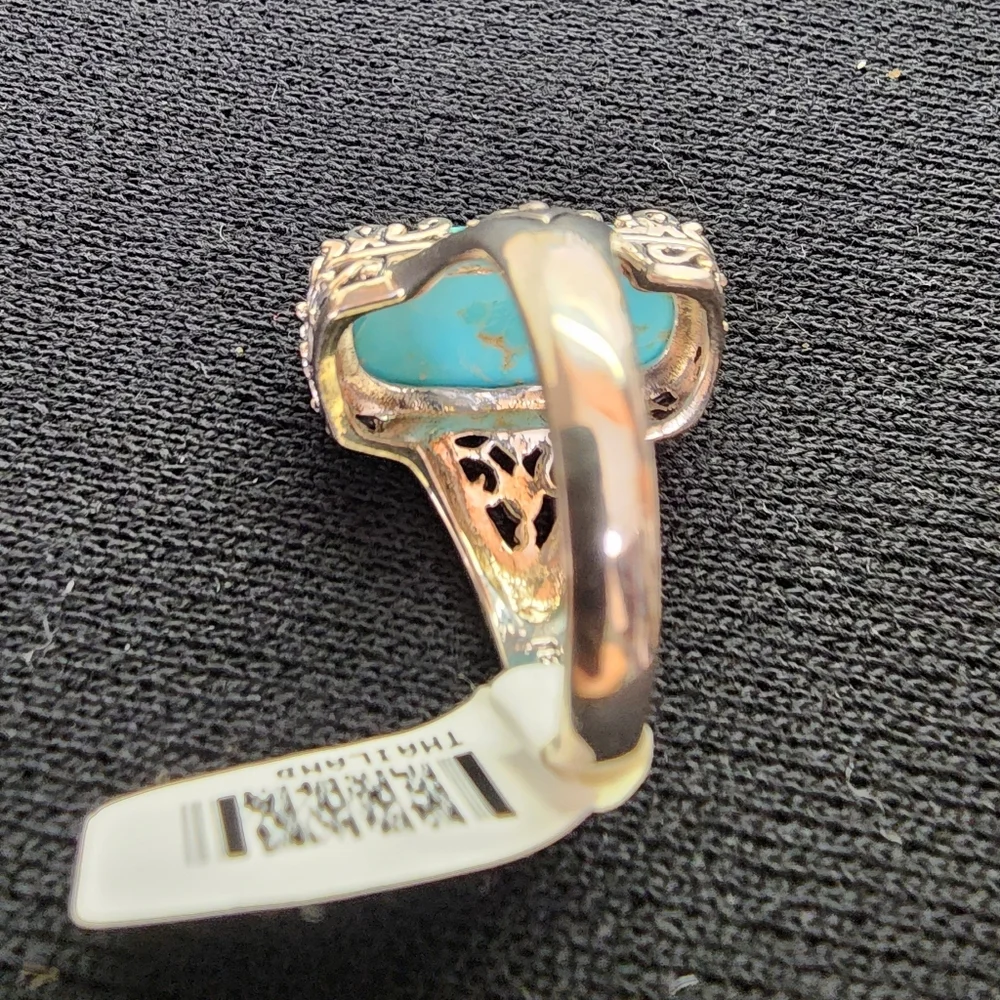 NWT Sterling Silver & 3/4 inch Long Stone Turquoise Ring SZ 10?